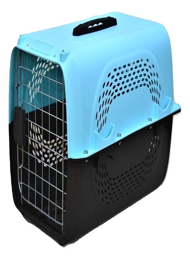 Petlicious & More® IATA Approved Pet Travel Carrier Plastic Handle Hinged Door Folding Collapsible Transport Box Crate Cage for Puppies & Cats, Size 19.5 x 13 x 12.5 (Blue) - Image 1